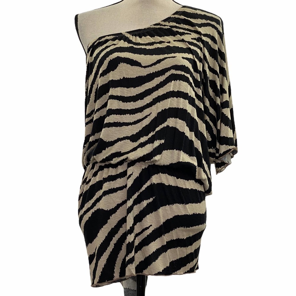 LANE Bryant Zebra One Shoulder Mini Dress 26/28